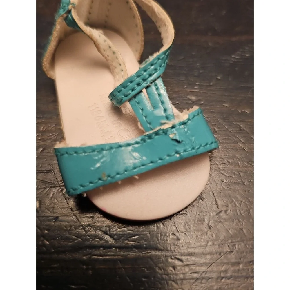 American Girl Doll Blue Vinyl Slip On Sandals Shoes 1186MJ 2906BKG 18in Doll